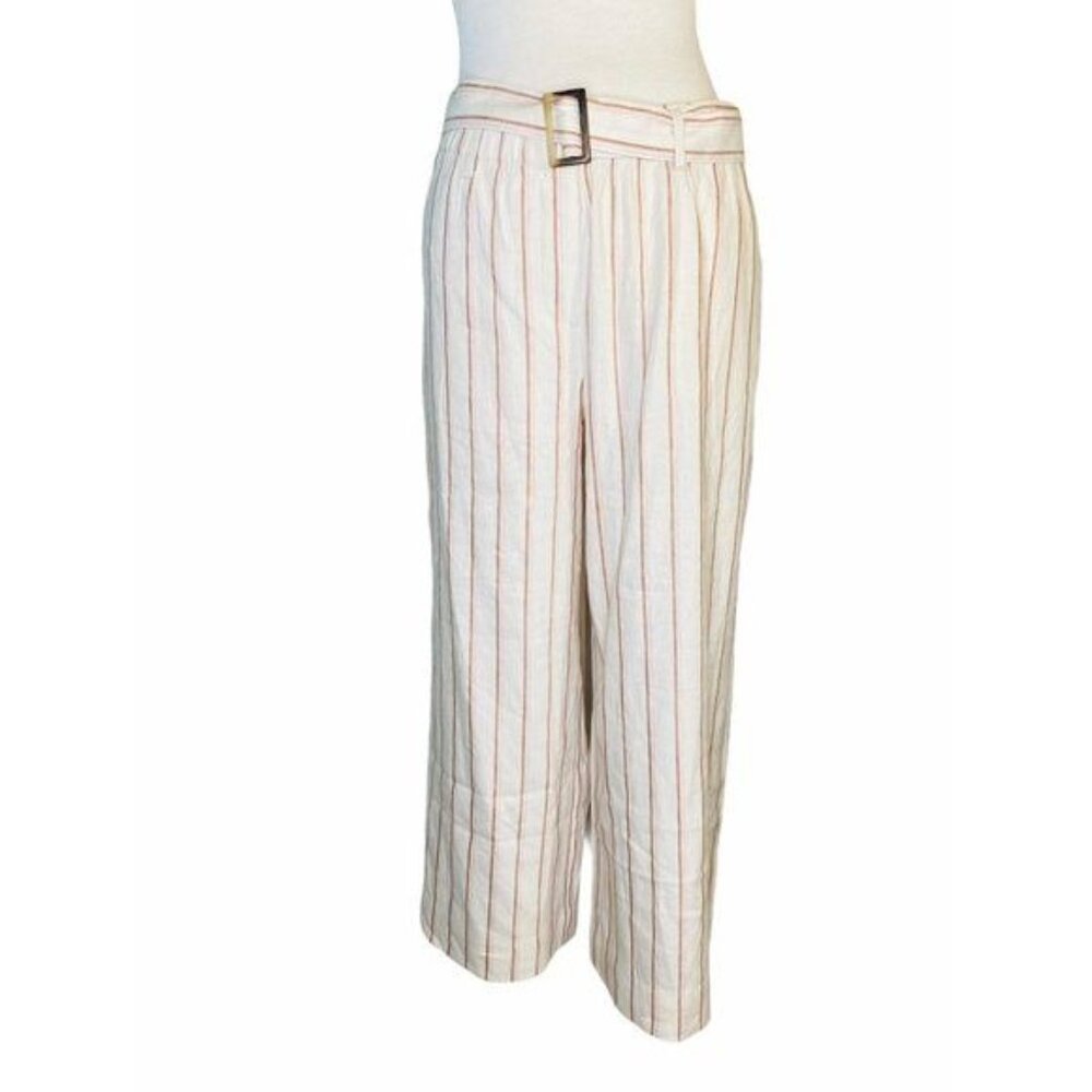 J. jill Linen Stretch Wide Leg Pants Culottes in Barleymult Color Linen Sz M NWT - Picture 7 of 16